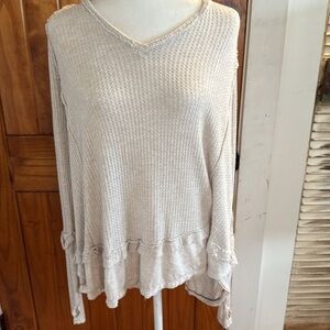 We The Free Cream Relaxed waffle ribbed top